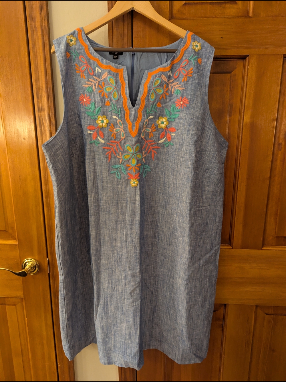 NWT Embroidered Linen Shift Dress Size 20W - Picture 3 of 8